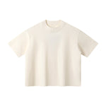 Oversized Color-Block Ribbed Collar Comfortable Tee