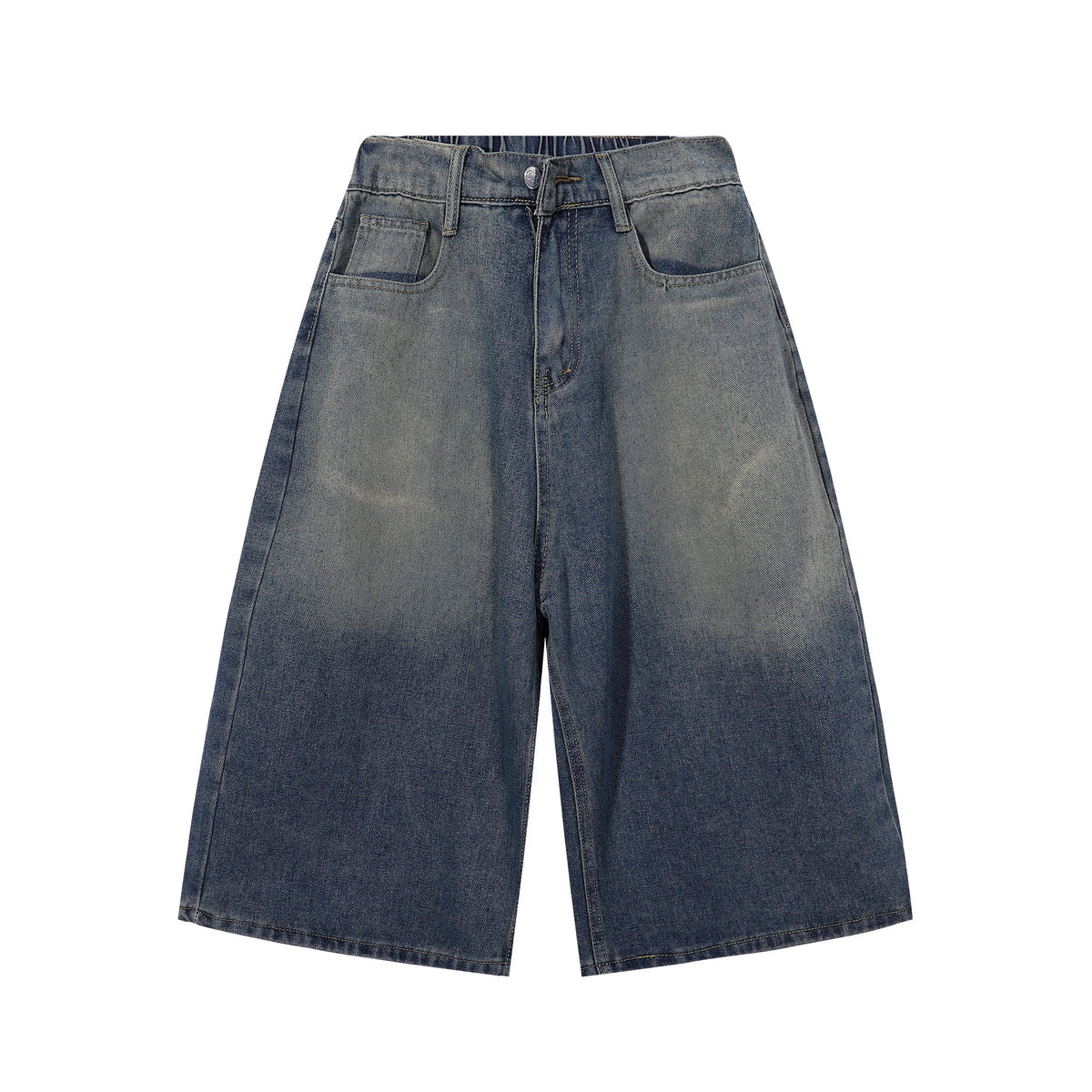 High Waist Wide Leg Ombre Denim Shorts