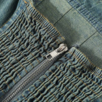 Smocked Back A-Line Denim Strappy Mididress