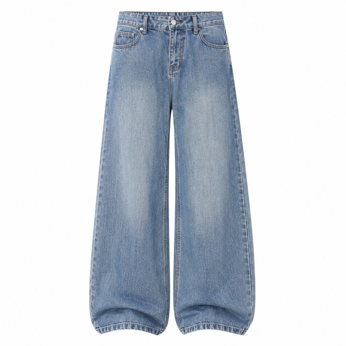 Retro Light Wash Oversized Straight Leg Denim Jeans