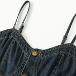 Sweetheart-Neck Strappy Denim Maxi Dress