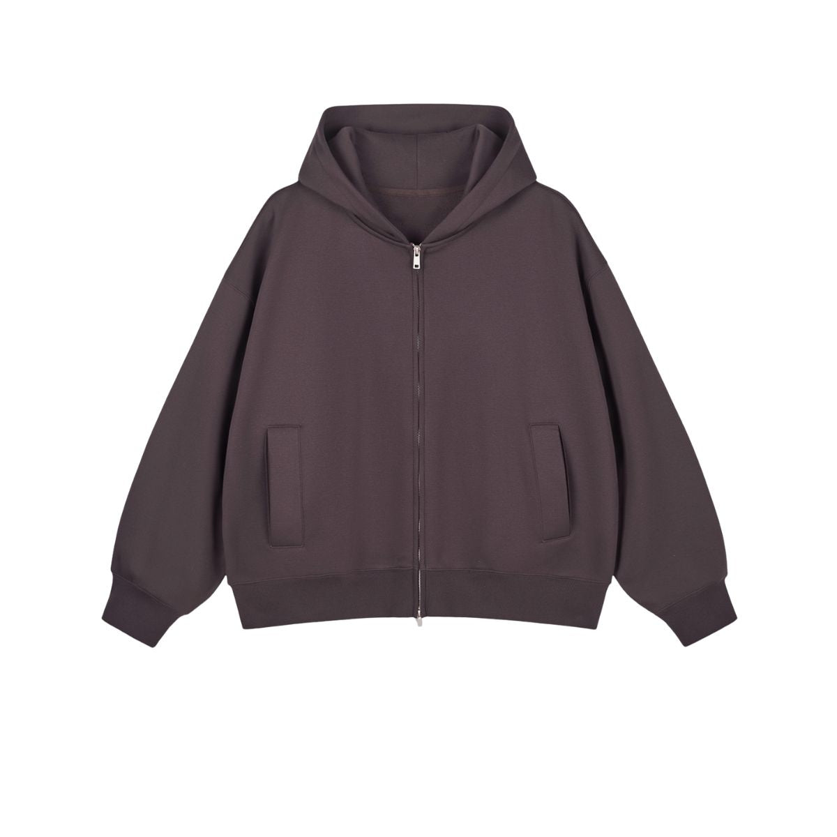 Solid Color Double-Slider Zipper Fleece Hoodie
