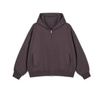 Solid Color Double-Slider Zipper Fleece Hoodie