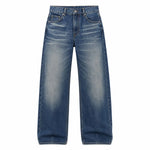 Vintage Whiskered Straight-Leg Denim Jeans