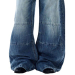 Panel Stitch Barrel Leg Denim Jeans