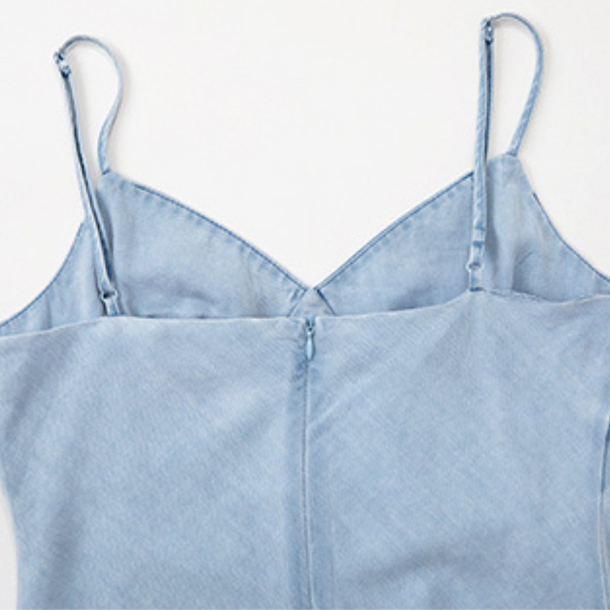 Light Blue Denim Spaghetti Strap A-Line Dress