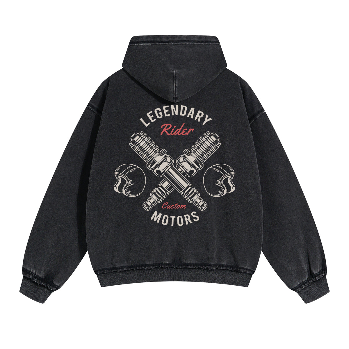 Legendary Rider Graphic Double Slider Zip Hoodie-INNBLAC Fashion Apparel