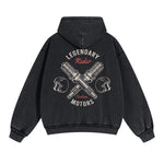 Legendary Rider Graphic Double Slider Zip Hoodie-INNBLAC Fashion Apparel