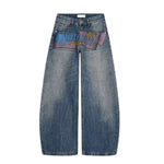 Vintage Graphic Print Relaxed Straight Leg Denim Jeans