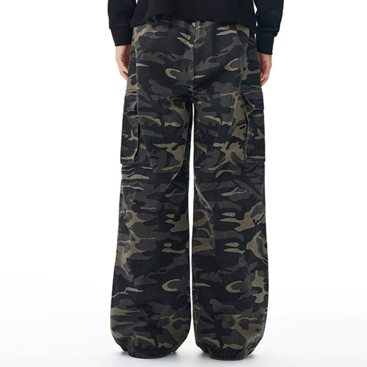 Camo Military Workwear Wide-Leg Cargo Utility Pants