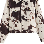 Cow Printed Relaxed Denim Jacket