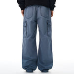 Wide Leg Cargo Pants Elastic Waistband Multi Pocket
