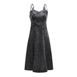 Rhinestone-Embellished Dual-Strap Denim Dress