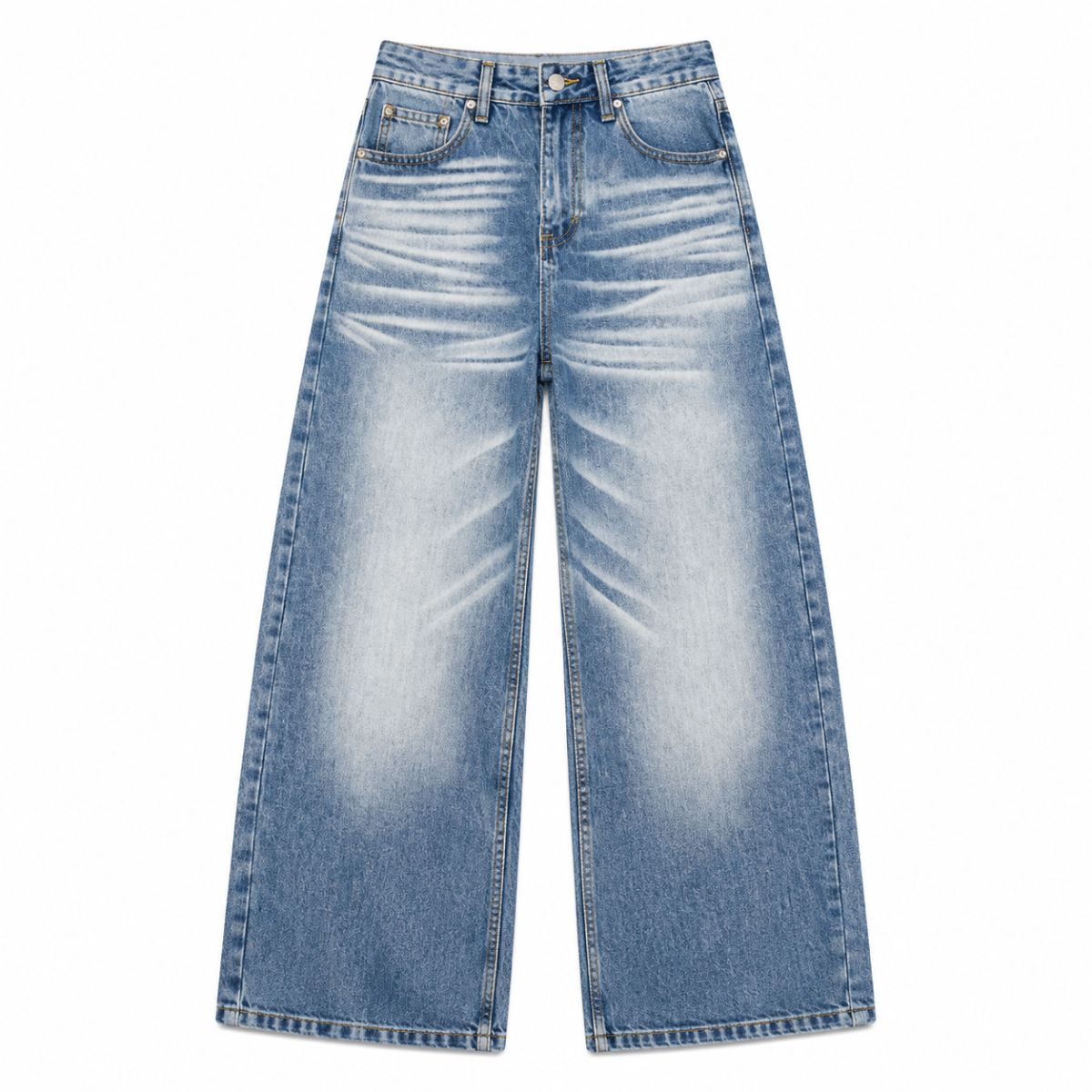 Light Fade Vintage Straight Leg Denim Jeans