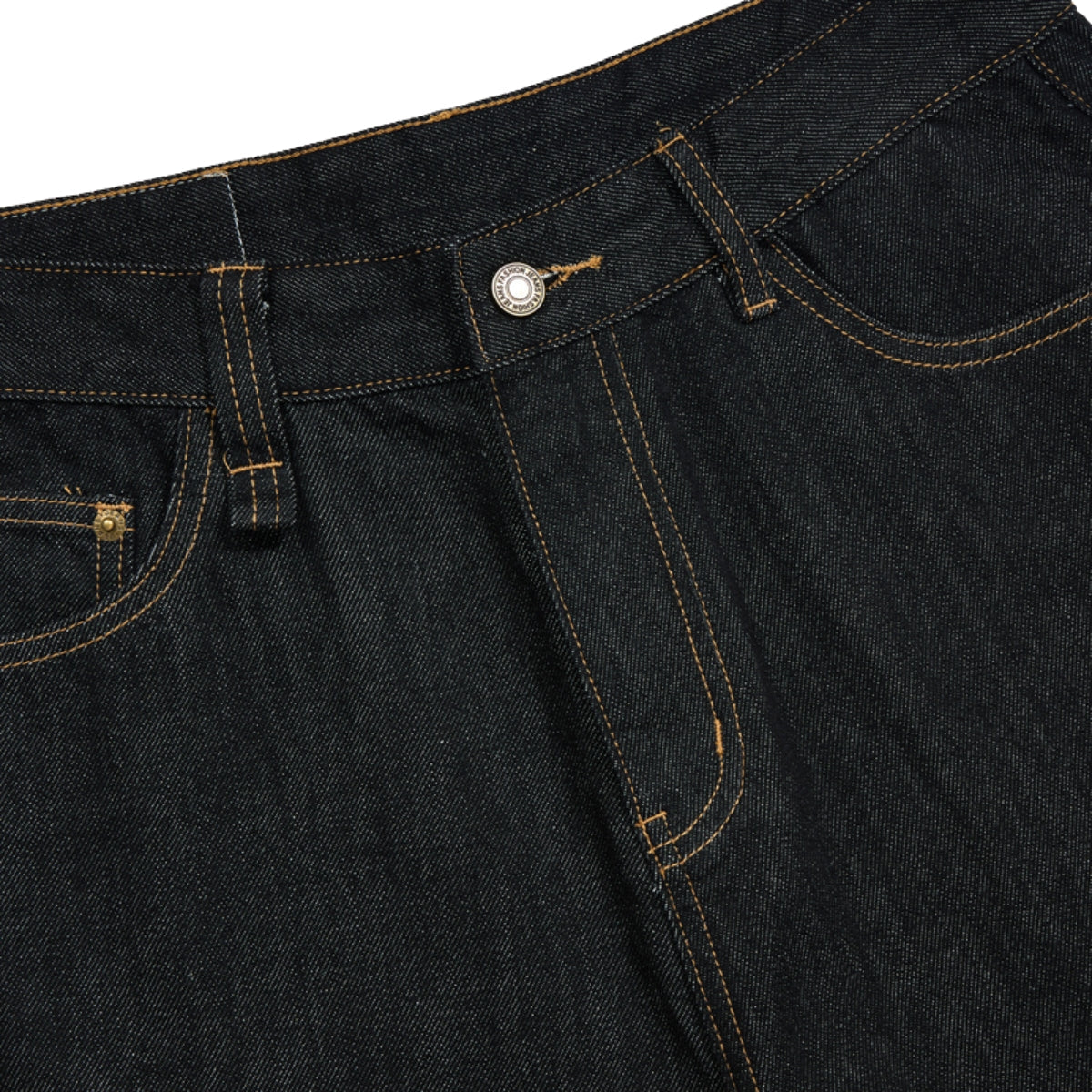 Raw Loose Straight-Leg Bermuda Washed Denim Shorts