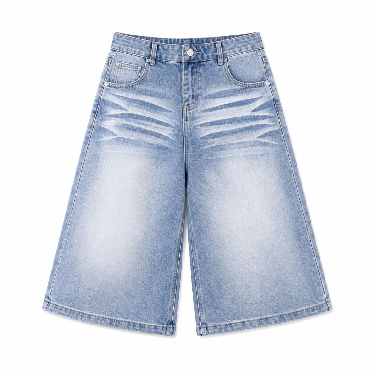 Vintage Wash Straight Leg Denim Shorts