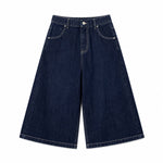Raw Indigo Wide Leg Denim Shorts