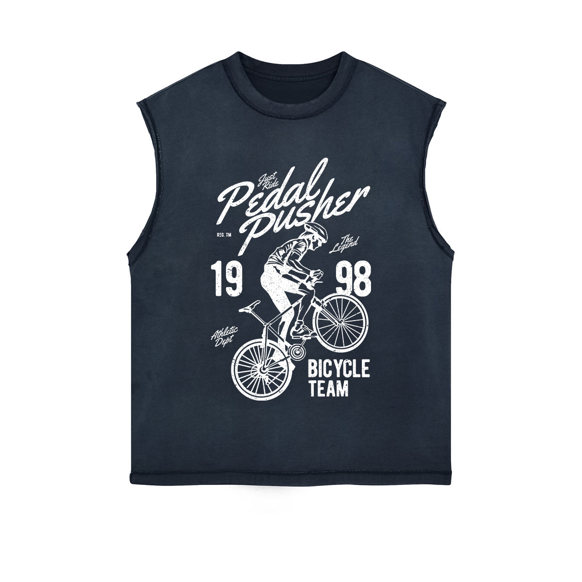 Pedal Pusher Retro Graphic Sleeveless Faded Tee-INNBLAC Fashion Apparel