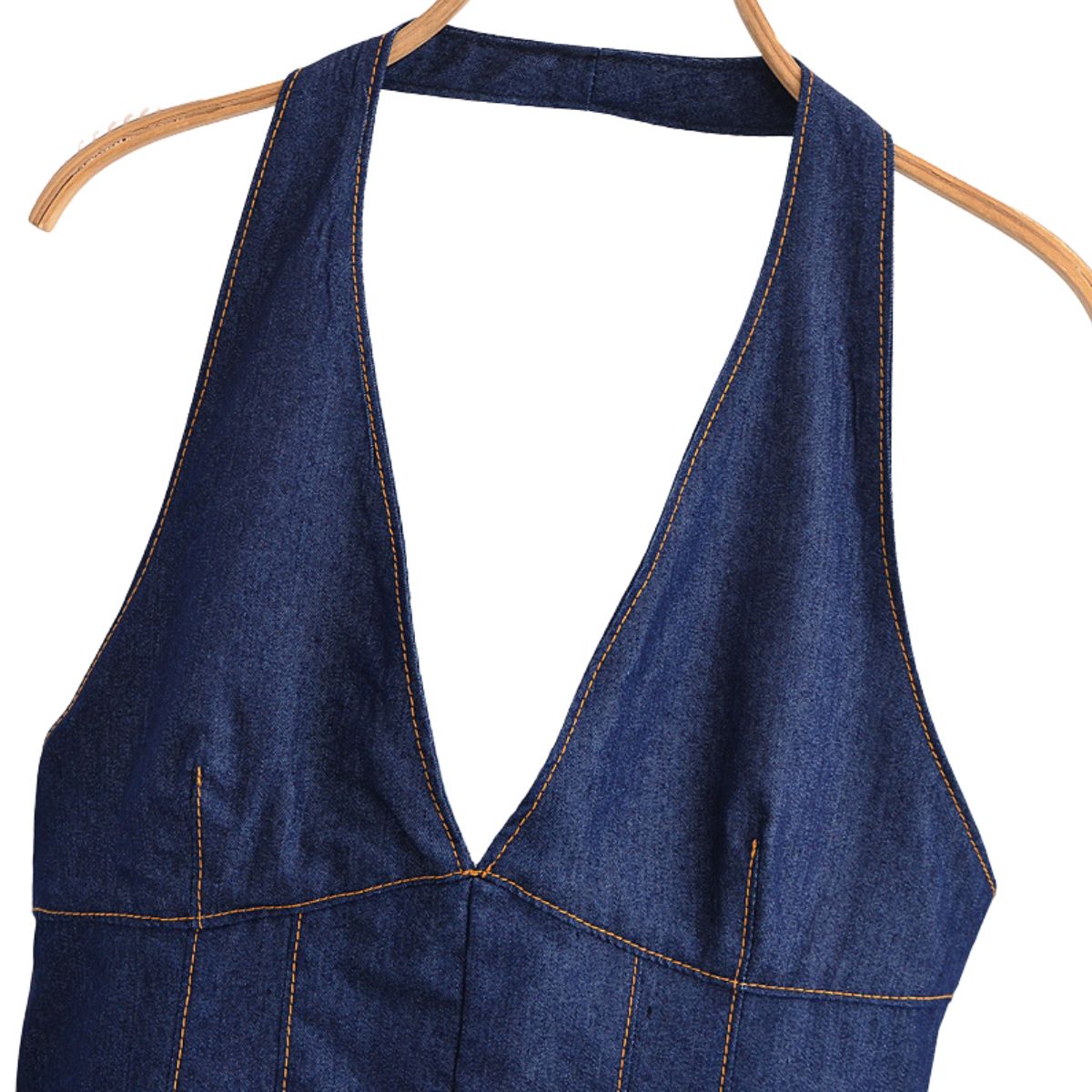 Halter Neck A-Line Denim Minidress