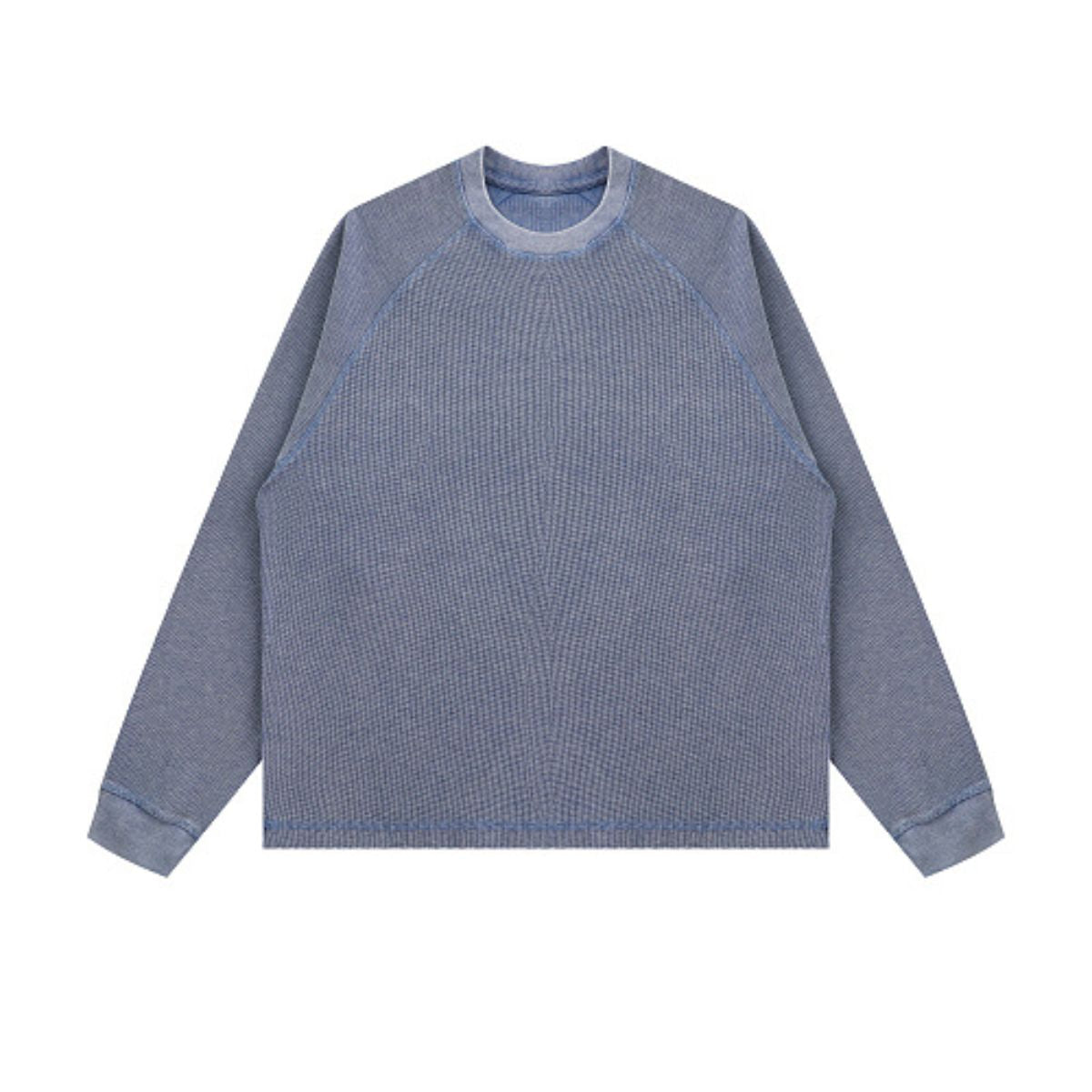 Washed Waffle Cotton Raglan Long Sleeve Tee 340G