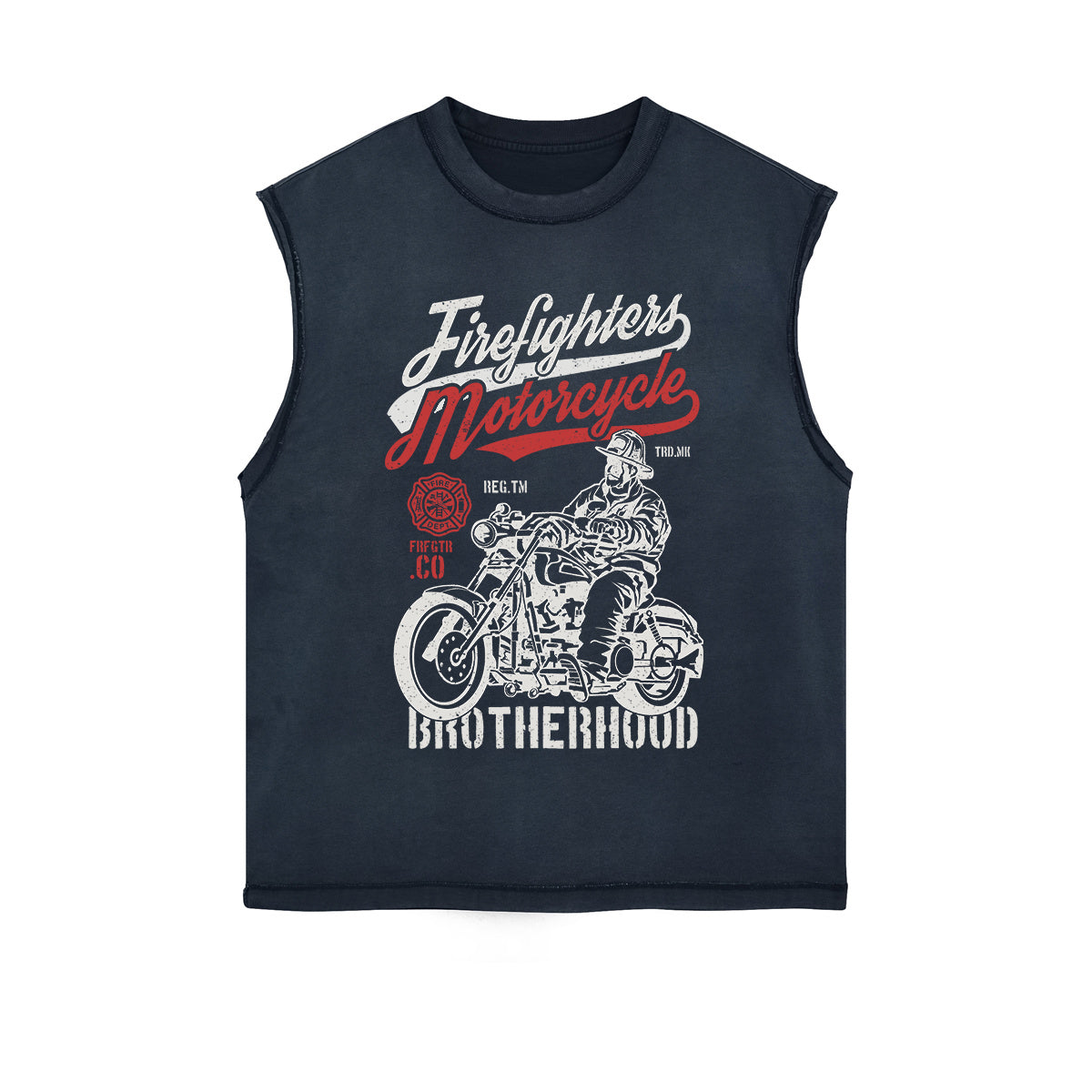 Firefighters Motorcycle Graphic Sleeveless Tee-INNBLAC Fashion Apparel