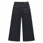 Button Fly Relaxed Straight Leg Raw Denim Jeans