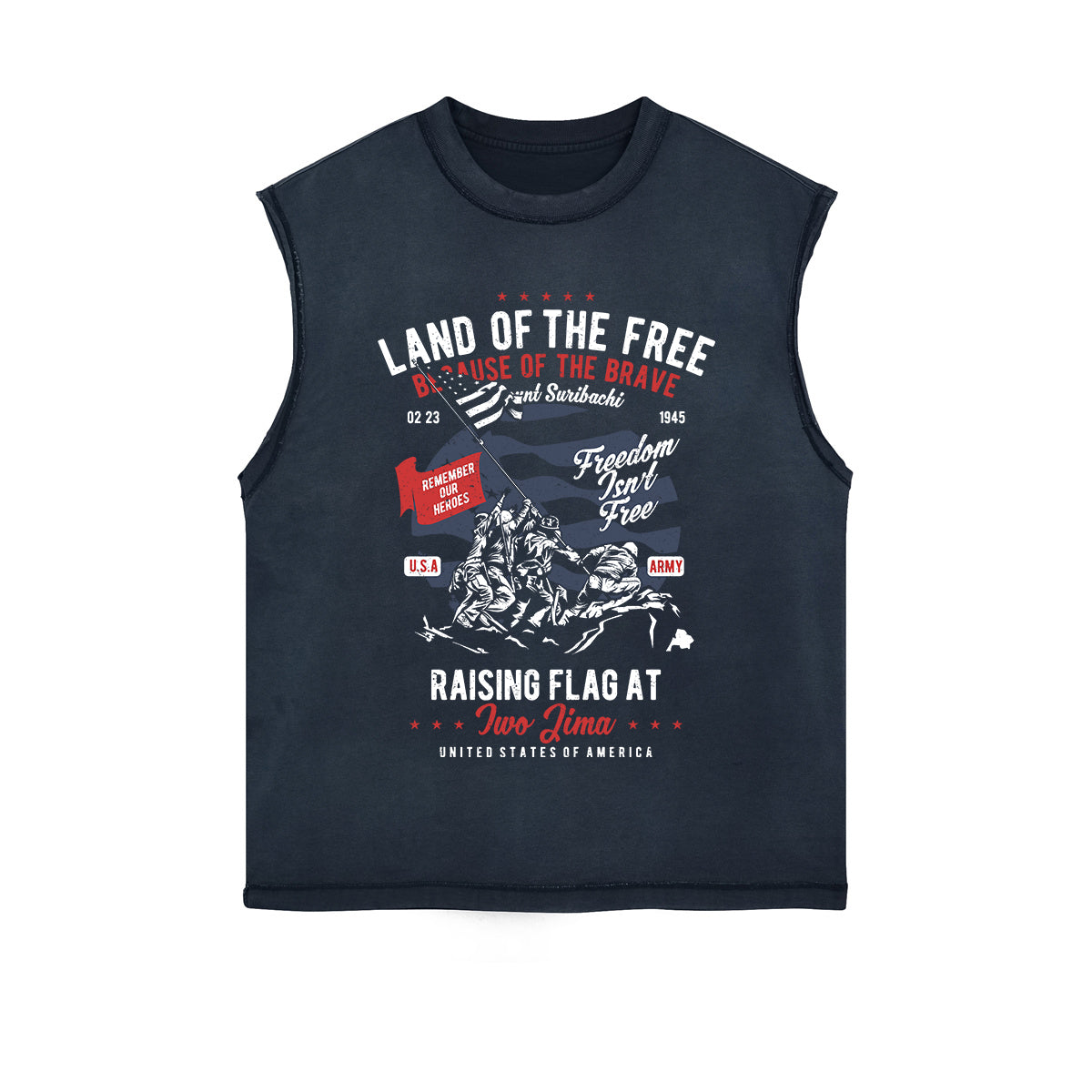 Land Of The Free Graphic Sleeveless Faded Tee-INNBLAC Fashion Apparel