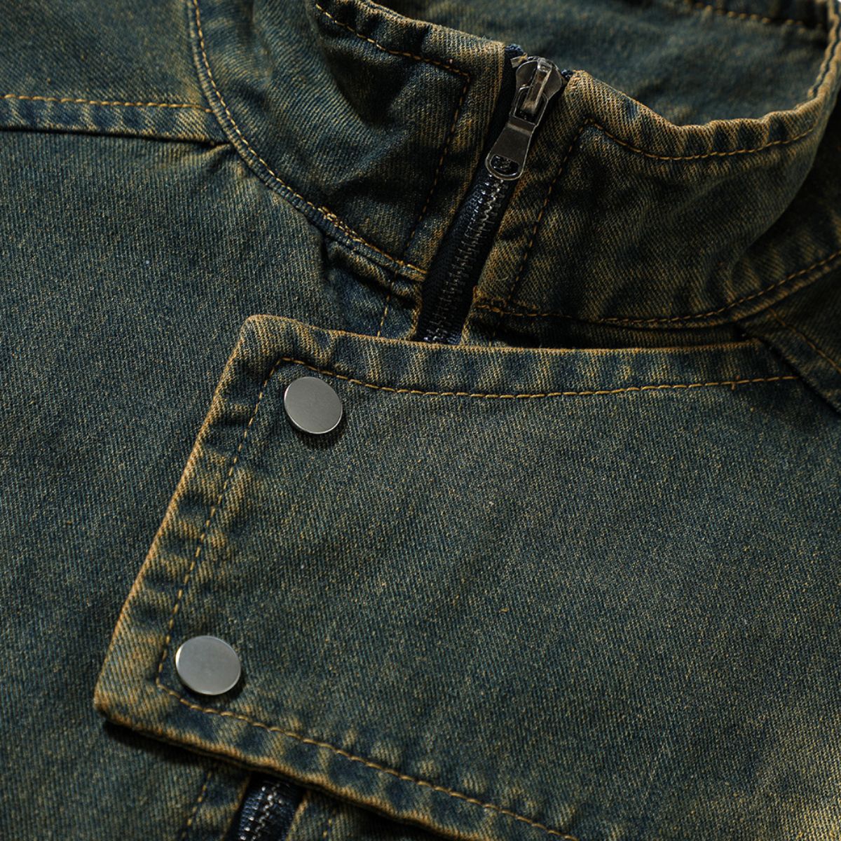 VintageWash Sleeveless Bomber Vest