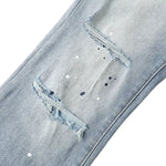 Distressed Stretch Flared Denim Jeans