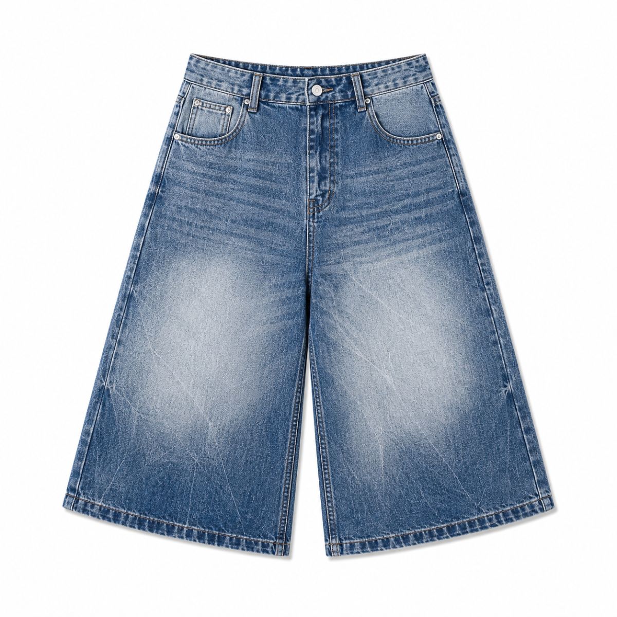 Vintage Fade Wide Leg Denim Shorts