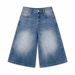 Vintage Fade Wide Leg Denim Shorts