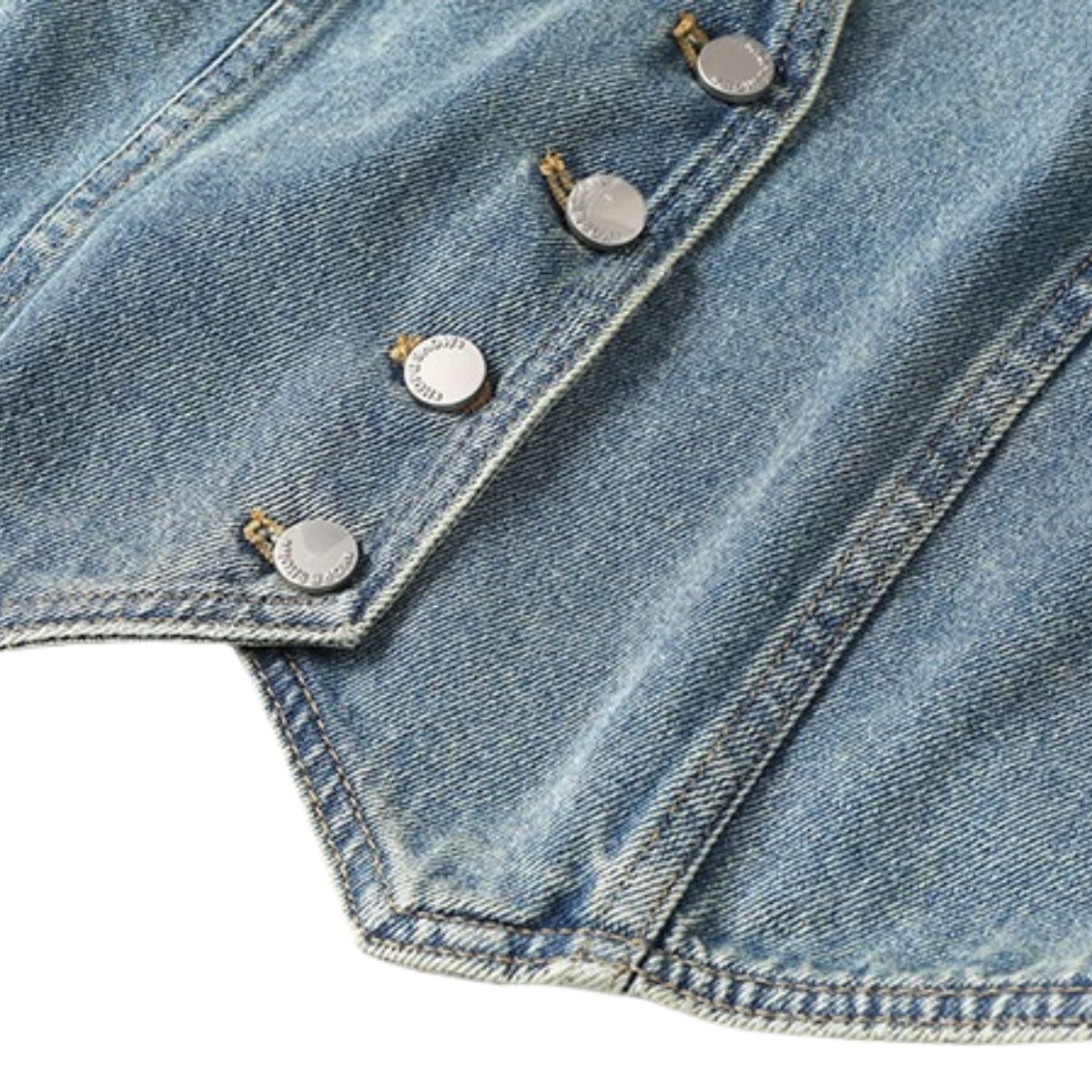 V-Neck Button-Front Denim Vest
