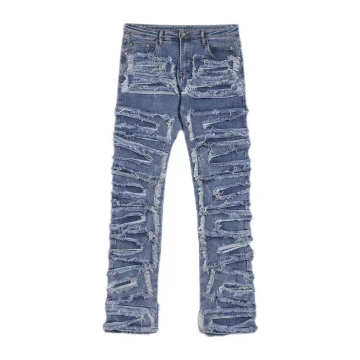 Smoke Rise Men's Distressed Stacked Slim Fit Jeans