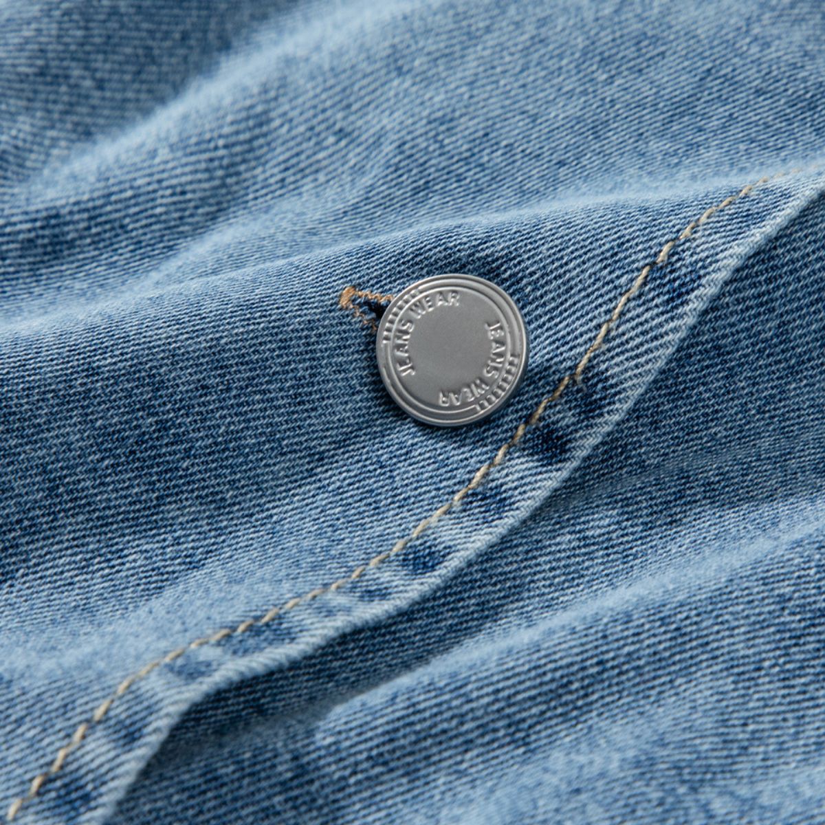 Button-Front Smocked Denim Midi Dress