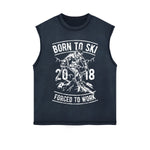 Born To Ski Retro Graphic Sleeveless Faded Tee-INNBLAC Fashion Apparel