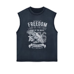 Eagle Retro Graphic Sleeveless Faded Tee-INNBLAC Fashion Apparel