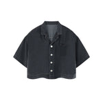 Washed Cotton Button Collar Tee 310G