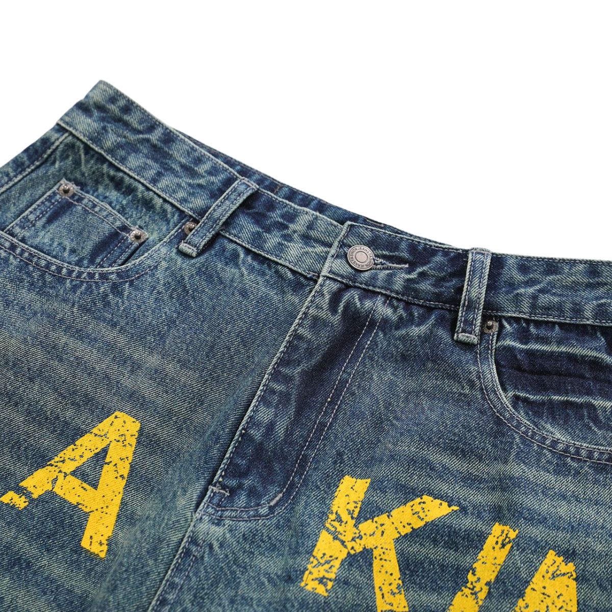 Printed Multi Pocket Denim Cargo Shorts