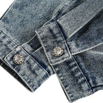 Men's Retro Plaid Patchwork Fake Two-piece Denim Jacket