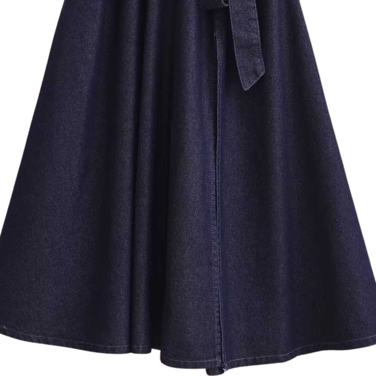 Halter Neck Denim Belted Dress
