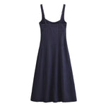 A-Line Strappy Denim Midi Dress