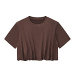Double-Layer Bubble-Hem Cropped Streetwear Tee