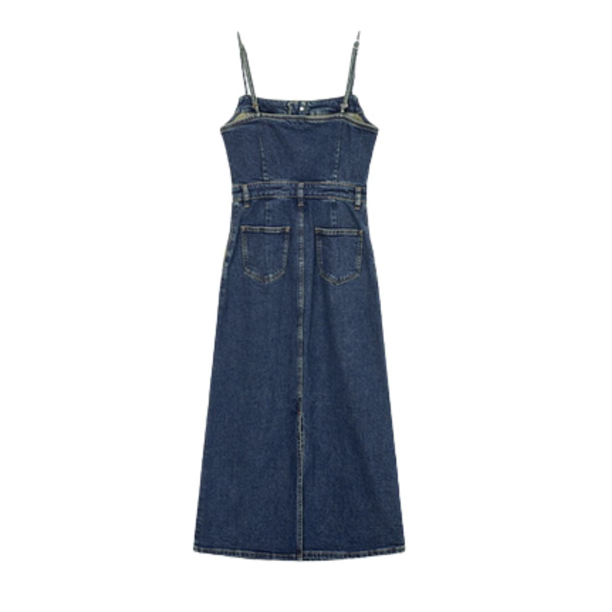 Women's Fitted Slip Denim Midi Dress