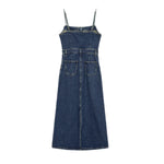 Women's Fitted Slip Denim Midi Dress