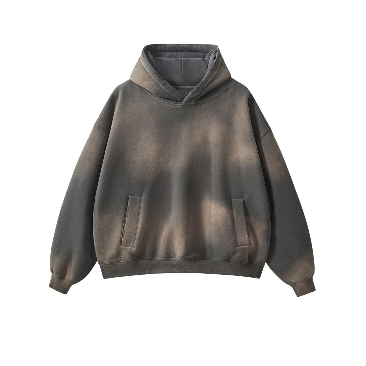 Oversized Spray-Bleach Distressed Fleece Hoodie