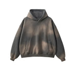 Oversized Spray-Bleach Distressed Fleece Hoodie