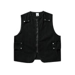 Relaxed Washed Zip-Up Denim Vest
