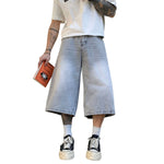 Vintage Sand Wash Straight Leg Denim Shorts