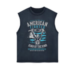 American Fighter Graphic Sleeveless Faded Tee-INNBLAC Fashion Apparel