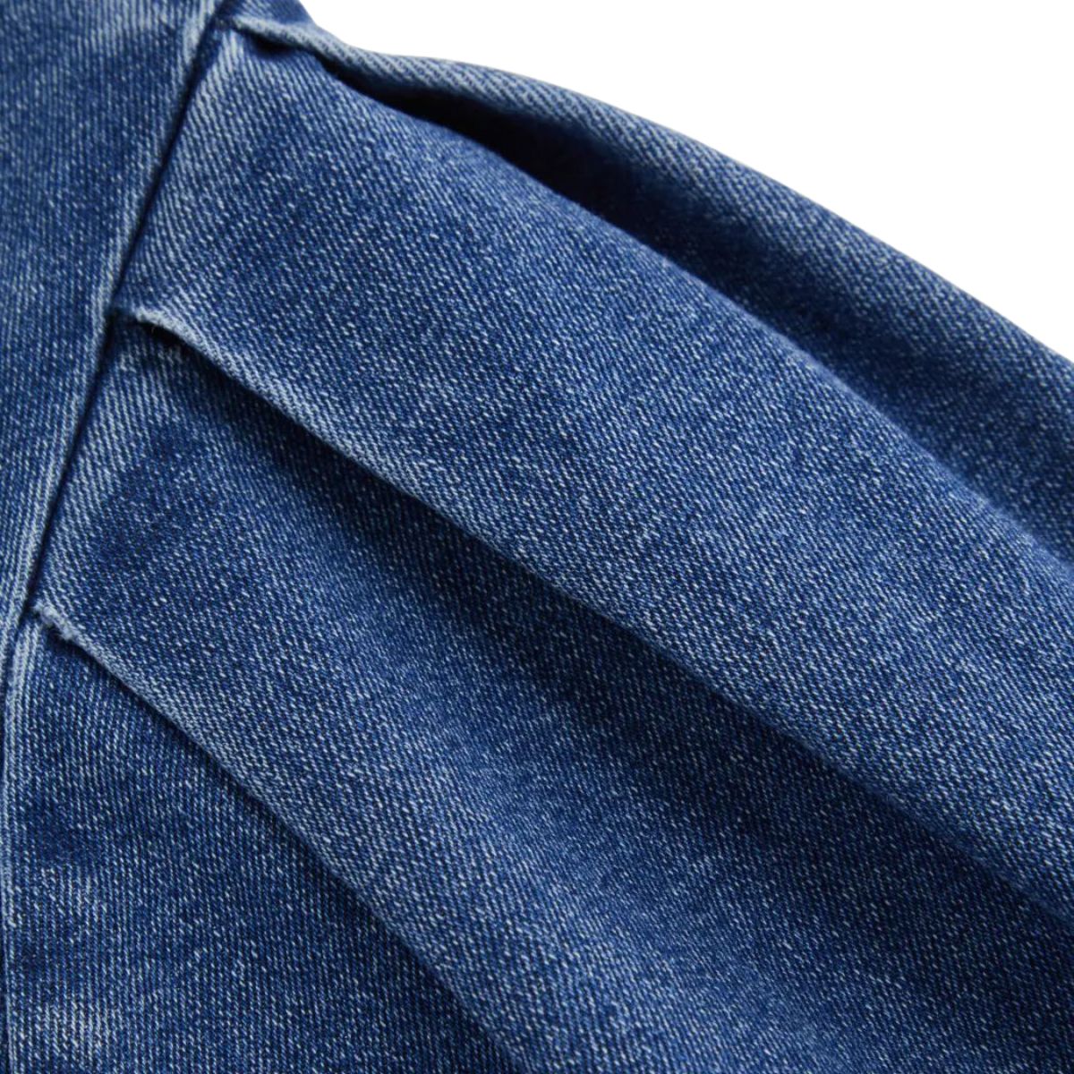 Pleated Fit & Flare Denim Dress